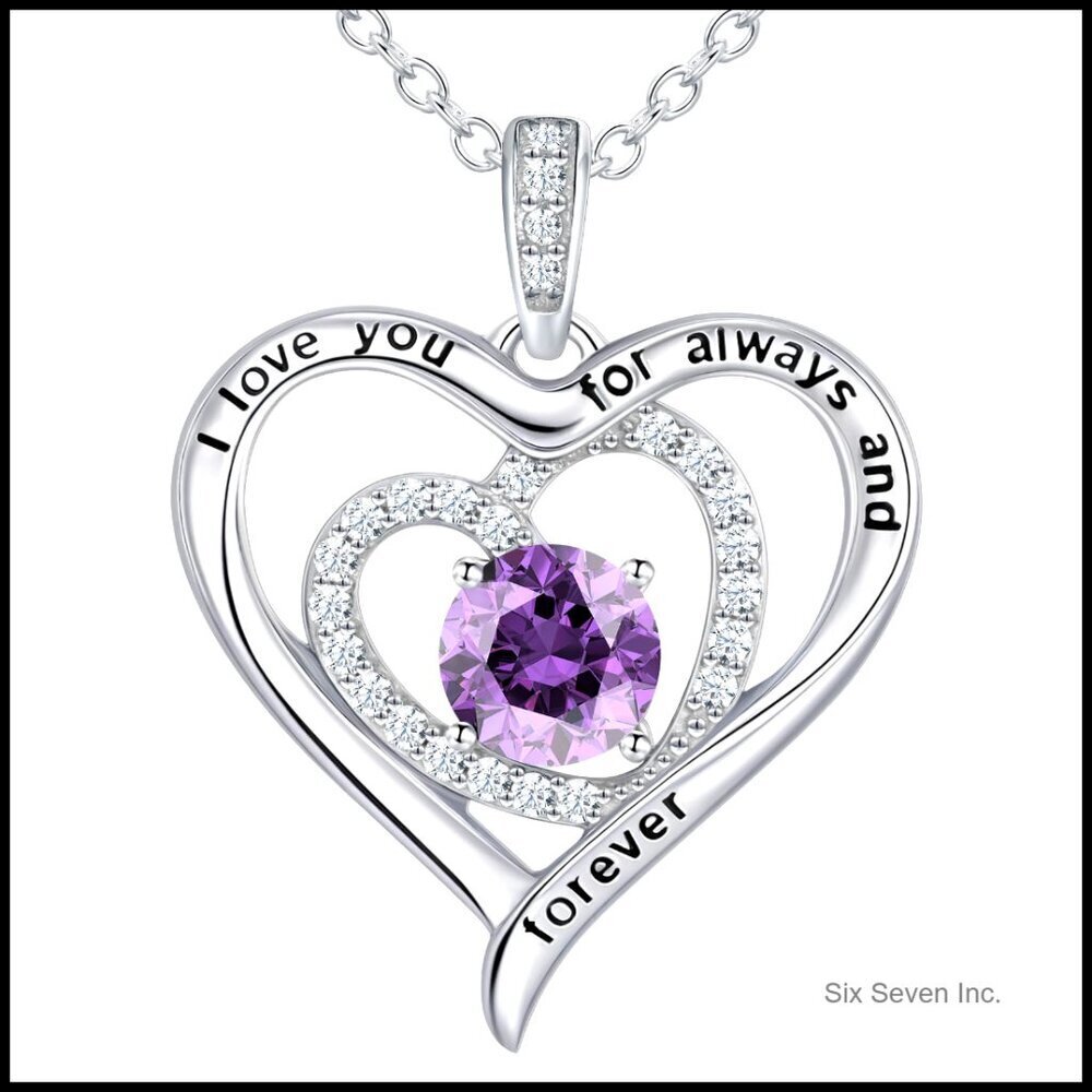 Sterling Silver Heart Pendant Necklace Elegant Adjustable Chain Birthstone Gift